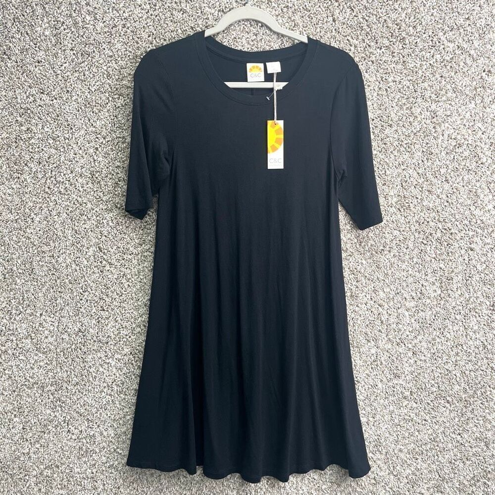 C&C California Dress Women’s Small Black Short Sleeve A-Line T-Shirt NWT